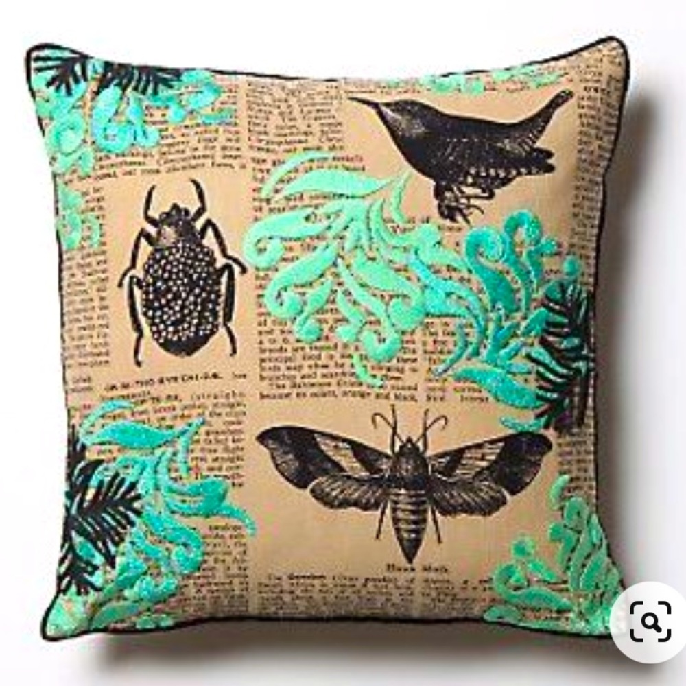Anthropologie RARE embroidered throw pillow